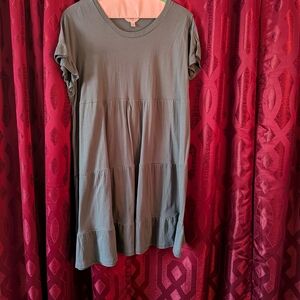 Time and Tru Green Ruffle Sleeve Mini Dress